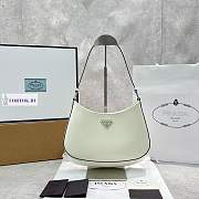 Prada Cleo Brushed Leather Hobo Bag In White 27cm×19cm×5cm  - 1