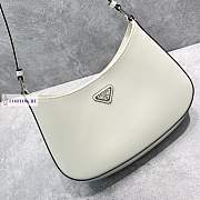 Prada Cleo Brushed Leather Hobo Bag In White 27cm×19cm×5cm  - 4