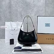 Prada Cleo Brushed Leather Hobo Bag In Black 27cm×19cm×5cm  - 1
