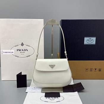 Prada Cleo Brushed Leather Mini In White 23cm×17cm×4cm