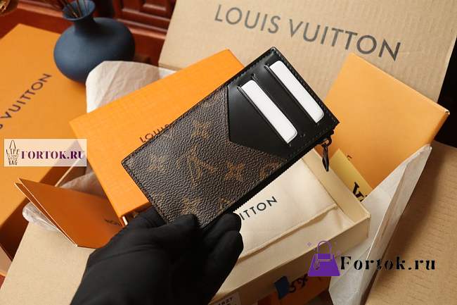 Louis Vuitton Coin card holder Brown Black M81627 8 x 14.5 x 1 cm - 1