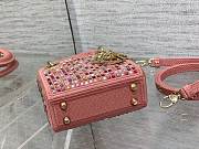 Dior Lady Micro Dark Pink Metallic Canvas Embroidered with Multicolor Crystals - 12x10.5x5cm - 4