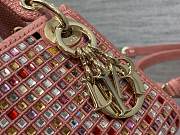 Dior Lady Micro Dark Pink Metallic Canvas Embroidered with Multicolor Crystals - 12x10.5x5cm - 2
