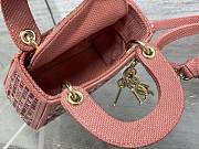 Dior Lady Micro Dark Pink Metallic Canvas Embroidered with Multicolor Crystals - 12x10.5x5cm - 3