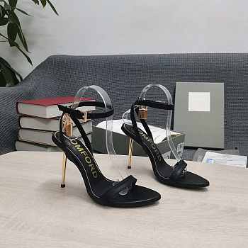 Tom Ford black leather gold padlock heels 10.5cm