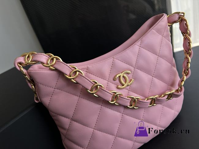 Chanel Hobo Handbag Lambskin Pink 17.5x24x6cm - 1