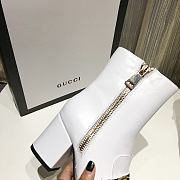 Gucci White Leather GG Marmont Block Heel Ankle Boots - 6