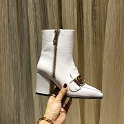 Gucci White Leather GG Marmont Block Heel Ankle Boots - 5