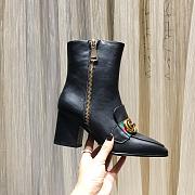 Gucci Black Leather GG Marmont Block Heel Ankle Boots - 6