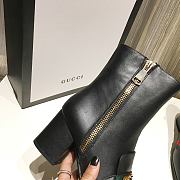 Gucci Black Leather GG Marmont Block Heel Ankle Boots - 3