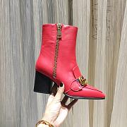 Gucci Red Leather GG Marmont Block Heel Ankle Boots - 6