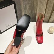 Gucci Red Leather GG Marmont Block Heel Ankle Boots - 5