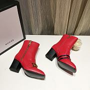 Gucci Red Leather GG Marmont Block Heel Ankle Boots - 3