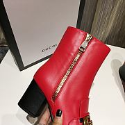 Gucci Red Leather GG Marmont Block Heel Ankle Boots - 4