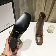 Gucci Brown Leather GG Marmont Block Heel Ankle Boots - 6