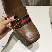 Gucci Brown Leather GG Marmont Block Heel Ankle Boots - 4