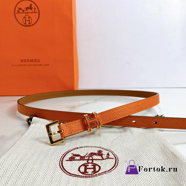 Hermes Epsom Leather Orange Belt - 1