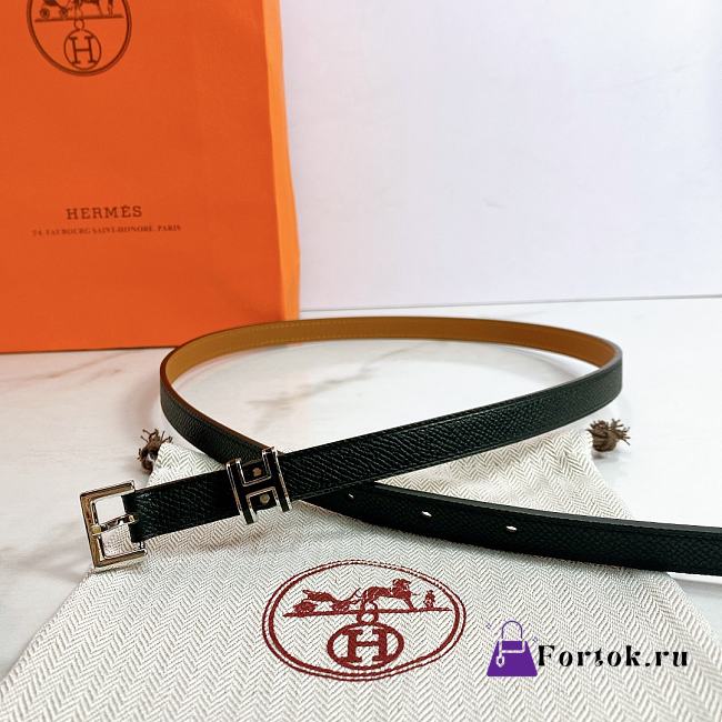 Hermes Epsom Leather Black Belt - 1