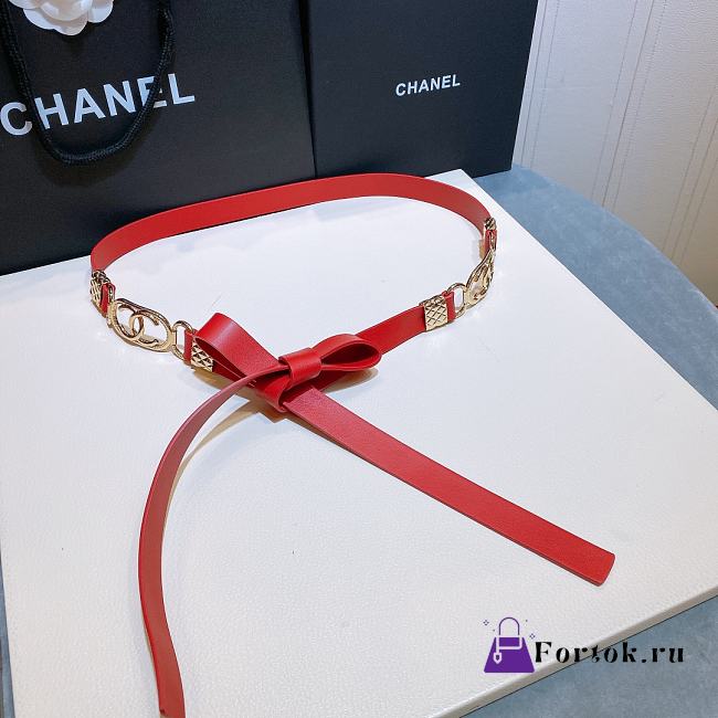 Chanel Lambskin Red Belt - 1