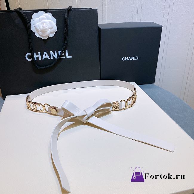 Chanel Lambskin White Belt - 1