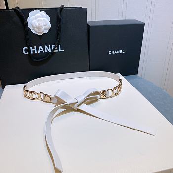 Chanel Lambskin White Belt