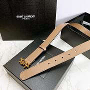 Saint Laurent Beige Monogram Leather Belt - 2