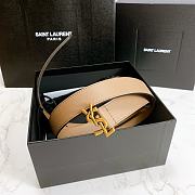 Saint Laurent Beige Monogram Leather Belt - 5