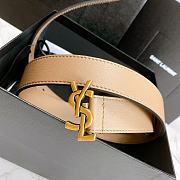 Saint Laurent Beige Monogram Leather Belt - 3