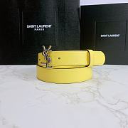 Saint Laurent Yellow Monogram Leather Belt - 6