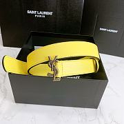 Saint Laurent Yellow Monogram Leather Belt - 4