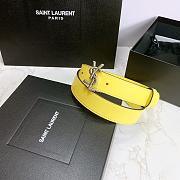 Saint Laurent Yellow Monogram Leather Belt - 3