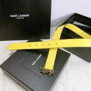 Saint Laurent Yellow Monogram Leather Belt - 2