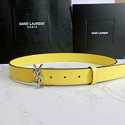 Saint Laurent Yellow Monogram Leather Belt - 1