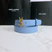 Saint Laurent Blue Monogram Leather Belt - 6
