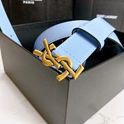 Saint Laurent Blue Monogram Leather Belt - 5