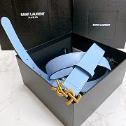 Saint Laurent Blue Monogram Leather Belt - 4