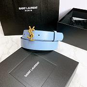 Saint Laurent Blue Monogram Leather Belt - 3