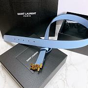 Saint Laurent Blue Monogram Leather Belt - 2