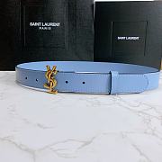 Saint Laurent Blue Monogram Leather Belt - 1