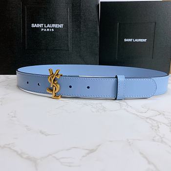 Saint Laurent Blue Monogram Leather Belt