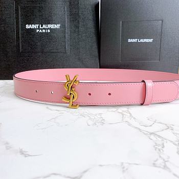 Saint Laurent Pink Monogram Leather Belt