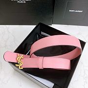 Saint Laurent Pink Monogram Leather Belt - 5