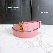 Saint Laurent Pink Monogram Leather Belt - 4