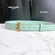 Saint Laurent Green Monogram Leather Belt - 1