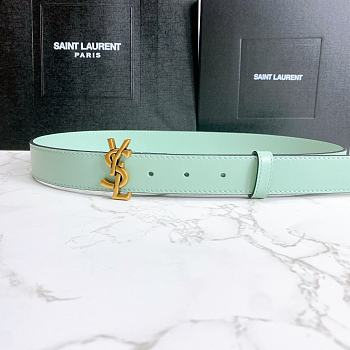 Saint Laurent Green Monogram Leather Belt