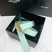 Saint Laurent Green Monogram Leather Belt - 6