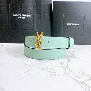 Saint Laurent Green Monogram Leather Belt - 5