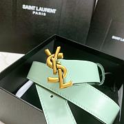Saint Laurent Green Monogram Leather Belt - 3