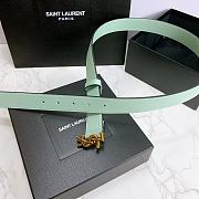 Saint Laurent Green Monogram Leather Belt - 2