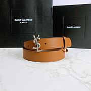 Saint Laurent Brown Monogram Leather Belt - 6